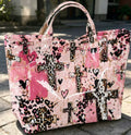 Leopard cross hearted tote bag